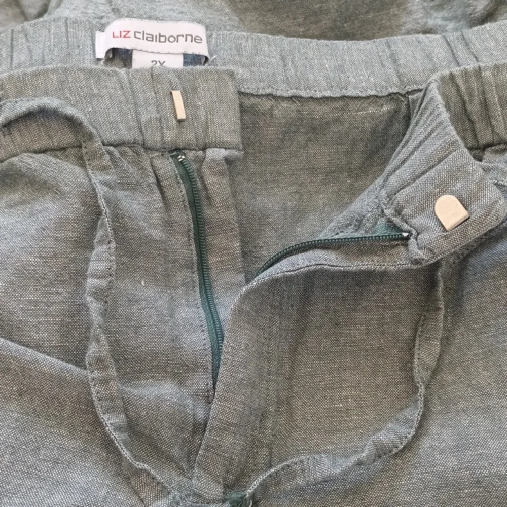 Liz Claiborne Green Linen Blend Pants Size 2X - Picture 5 of 5